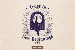 Trust In New Beginnings SVG - Celestial Cat Mystical PNG Product Image 1