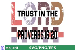 Trust In The Lord Proverbs 16:20 SVG PNG Bible Verse Design Product Image 2