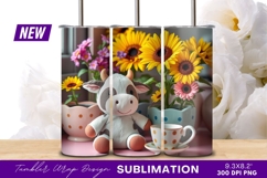 Cute Cow Plush With Flowers And Tumbler Product Image 1