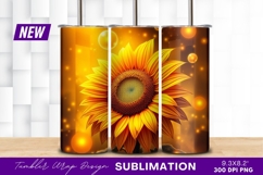 Glowing Sunflower On Gold Background Tumbler Png Product Image 1