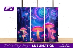 Psychedelic Glowing Mushroom Landscape Tumbler Png Product Image 1