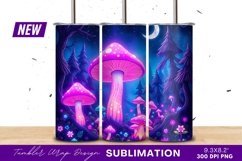 Magical Glowing Mushroom Forest Tumbler Png Product Image 1
