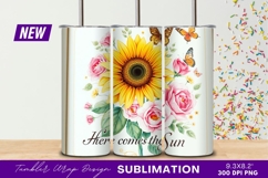 Sunflower Roses And Butterflies Tumbler Png Product Image 1