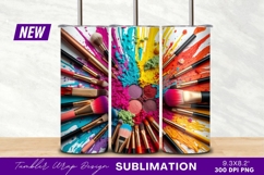 Colorful Makeup Brushes And Cosmetics Tumbler Png Product Image 1