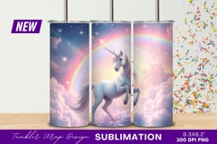 Fantasy Unicorn With Rainbow And Clouds Tumbler Png Product Image 1
