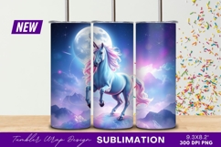 Fantasy Unicorn Under Moonlit Night Sky Tumbler Png Product Image 1