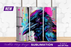 Colorful Crow Illustration On Abstract Background Tumbler Product Image 1