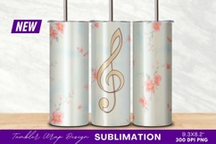 Floral Treble Clef Design Tumbler Png Product Image 1