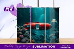 Red Submersible Exploring Colorful Coral Reef Tumbler Product Image 1