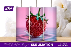 Fresh Strawberry Plunging Into Water Tumbler Png Product Image 1