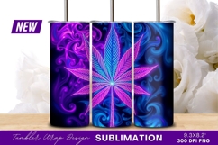 Neon Marijuana Leaf Tumbler Png Design Product Image 1