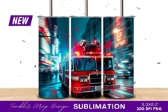 Firetruck Rushing To Emergency In City Streets Tumbler Png Product Image 1