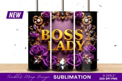 Boss Lady Elegant Floral And Gem Design Tumbler Png Art Product Image 1