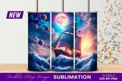 Majestic Ship Sailing Under Fantasy Sky Tumbler Png Art Product Image 1