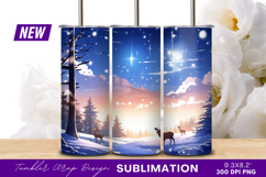 Winter Landscape With Deer And Snowfall Tumbler Png Art Product Image 1