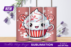 Cute Christmas Mug With Candies Illustration Tumbler Png Art Product Image 1