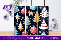 Festive Christmas Pattern With Ornament Elements Tumbler Png Product Image 1