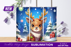 Festive Christmas Deer In Winter Wonderland Scene Tumbler Product Image 1