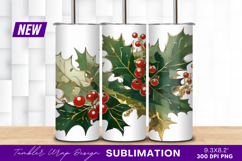 Holly Leaves And Berries Tumbler Png Product Image 1