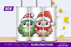 Cute Christmas Birds Cartoon Style Tumbler Png Product Image 1
