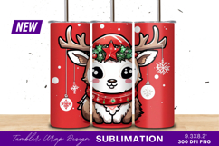 Cute Christmas Reindeer Cartoon Character Tumbler Product Image 1