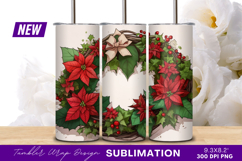 Christmas Wreath Poinsettia Berries Vector Tumbler Product Image 1
