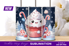 Kawaii Hot Chocolate Winter Scene Tumbler Png Product Image 1