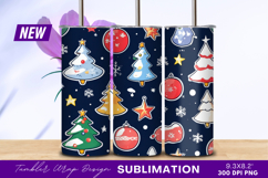 Cute Christmas Tree And Ornament Pattern Background Tumbler Product Image 1