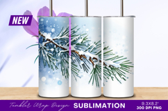 Snowy Pine Branch Winter Digital Illustration Tumbler Png Product Image 1