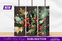 Christmas Holly Berries And Golden Leaves Tumbler Product Image 1