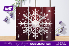 White Snowflake Tumbler Png On Red Background Product Image 1