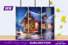 Cozy Christmas Cabin In Winter Landscape Tumbler Png Product Image 1