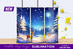 Deer In Snowy Winter Wonderland Landscape Art Tumbler Png Product Image 1