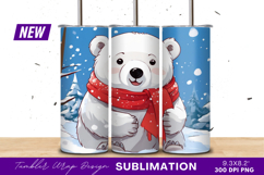 Cute Cartoon Polar Bear Winter Scenery Tumbler Png Product Image 2
