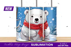 Cute Cartoon Polar Bear Winter Scenery Tumbler Png Product Image 2