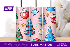 Festive Christmas Tree Ornament Pattern Tumbler Png Product Image 1