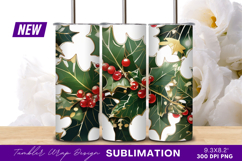 Elegant Holly Leaves And Berries Christmas Design Tumbler Product Image 1