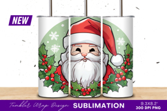 Cartoon Santa Claus With Holly Tumbler Png Product Image 1