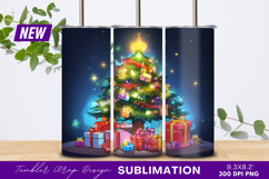 Cartoon Christmas Tree With Gifts Illustration Tumbler Png Product Image 1