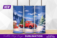 Christmas Truck With Tree In Winter Wonderland Tumbler Png Product Image 1