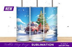Christmas Truck Carrying Tree In Winter Landscape Tumbler Product Image 1