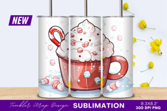 Festive Hot Chocolate With Candy Illustration Tumbler Png Product Image 1