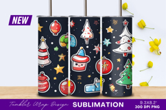 Cartoon Christmas Ornaments And Trees Tumbler Png Product Image 1