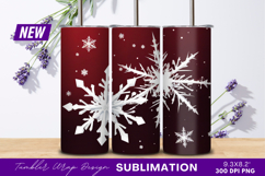 White Snowflakes On Maroon Background Tumbler Png Product Image 1