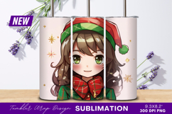 Cute Christmas Anime Girl Illustration Tumbler Png Product Image 1