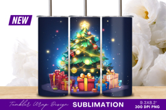 Cartoon Christmas Tree With Gifts Illustration Tumbler Png Product Image 1