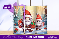 Two Cute Santa Gnomes In Snowy Forest Tumbler Png Product Image 1