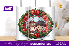 Anime Couple In Christmas Wreath Tumbler Png Product Image 1