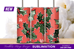 Holly Berries Seamless Festive Tumbler Png Design Product Image 1