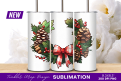 Festive Christmas Wreath With Bow Tumbler Png Product Image 1